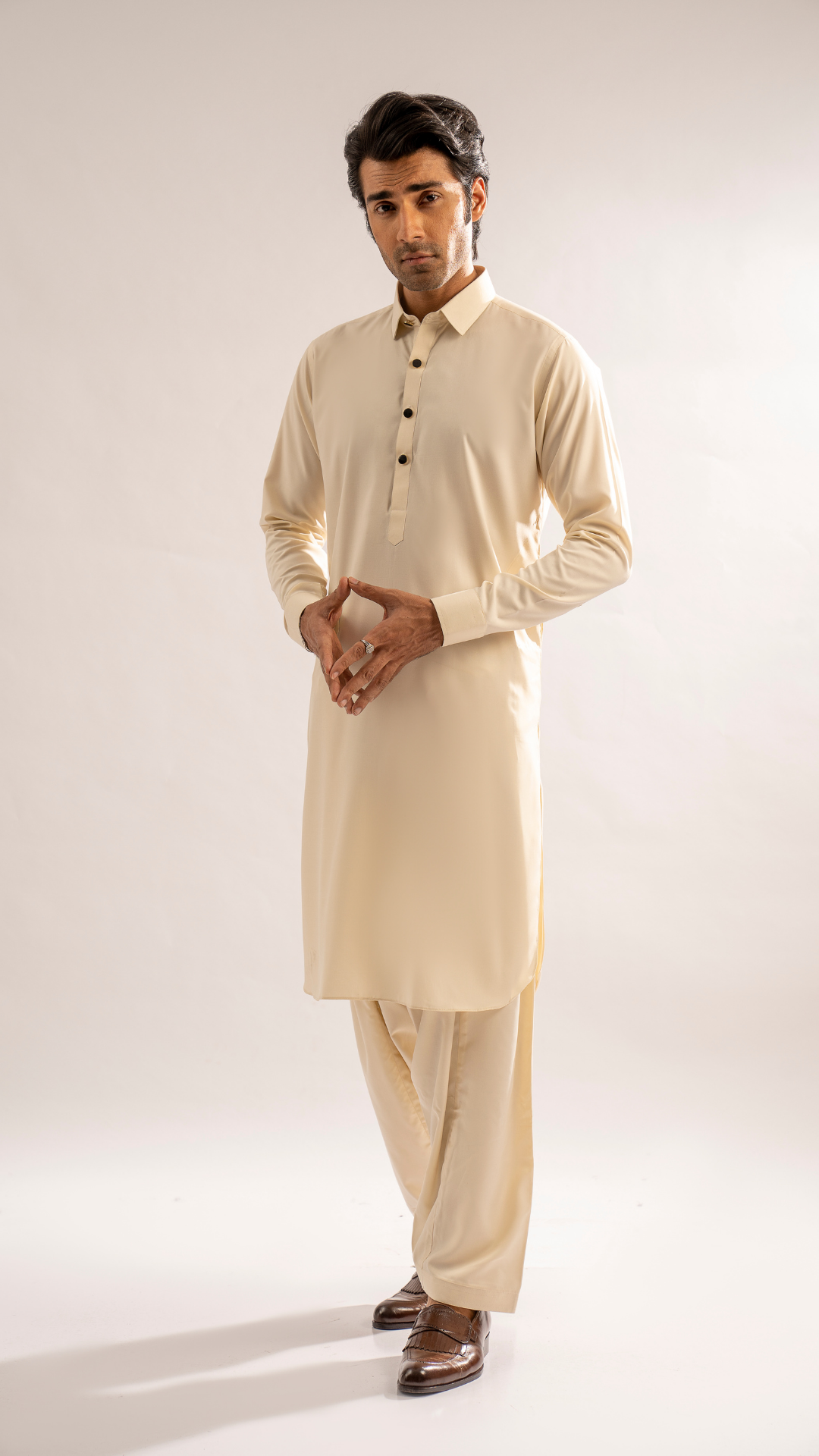 ER 670 Fakhar Men's Beige Classic Kurta With Shalwar
