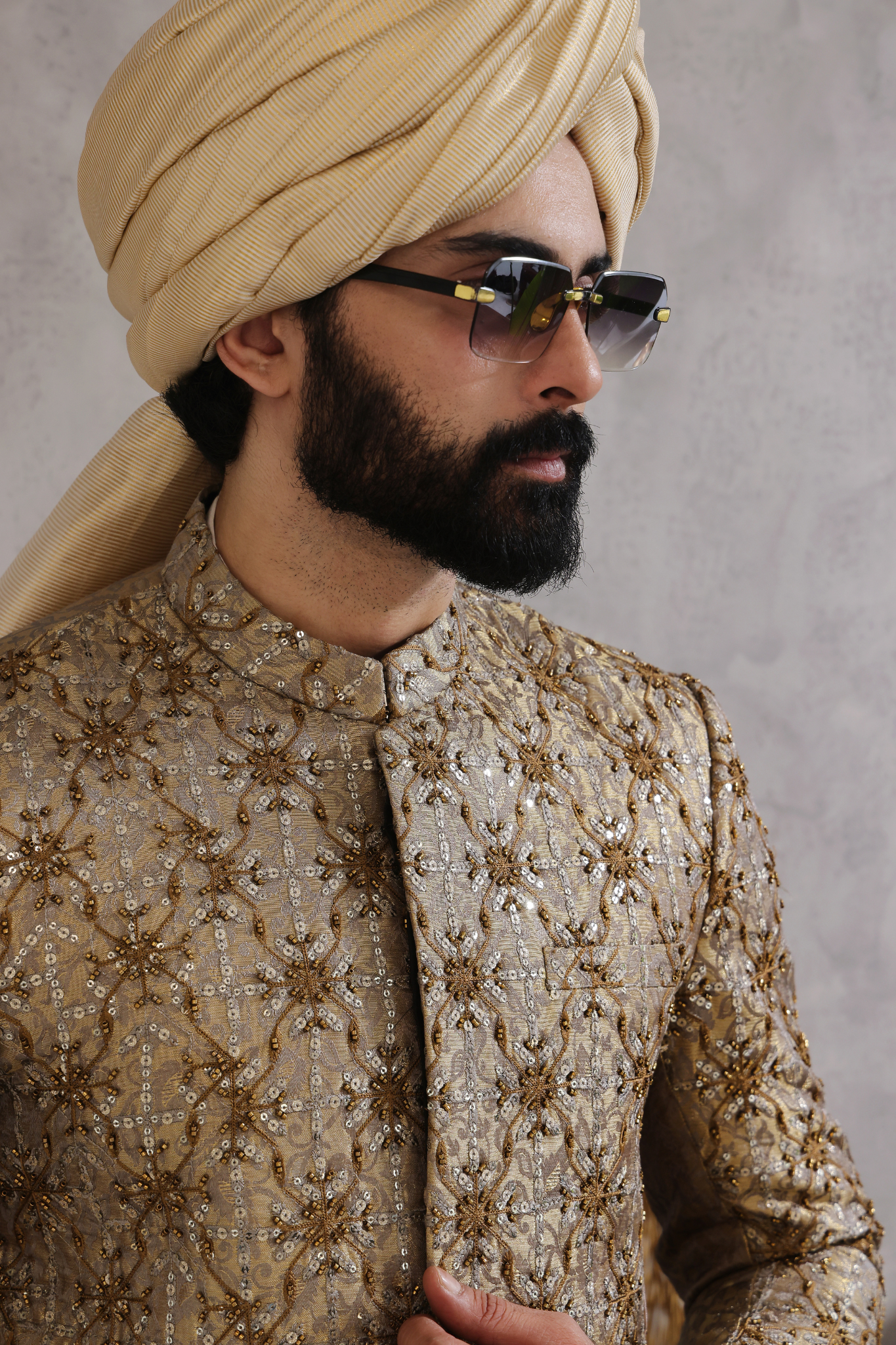 ER SH 116 Grey Sherwani For Groom
