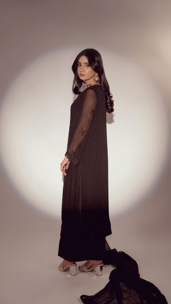 Edge Republic Pret Embroidered Raw Silk 3 Piece Suit Republic Womens 03 Humkalaam Black