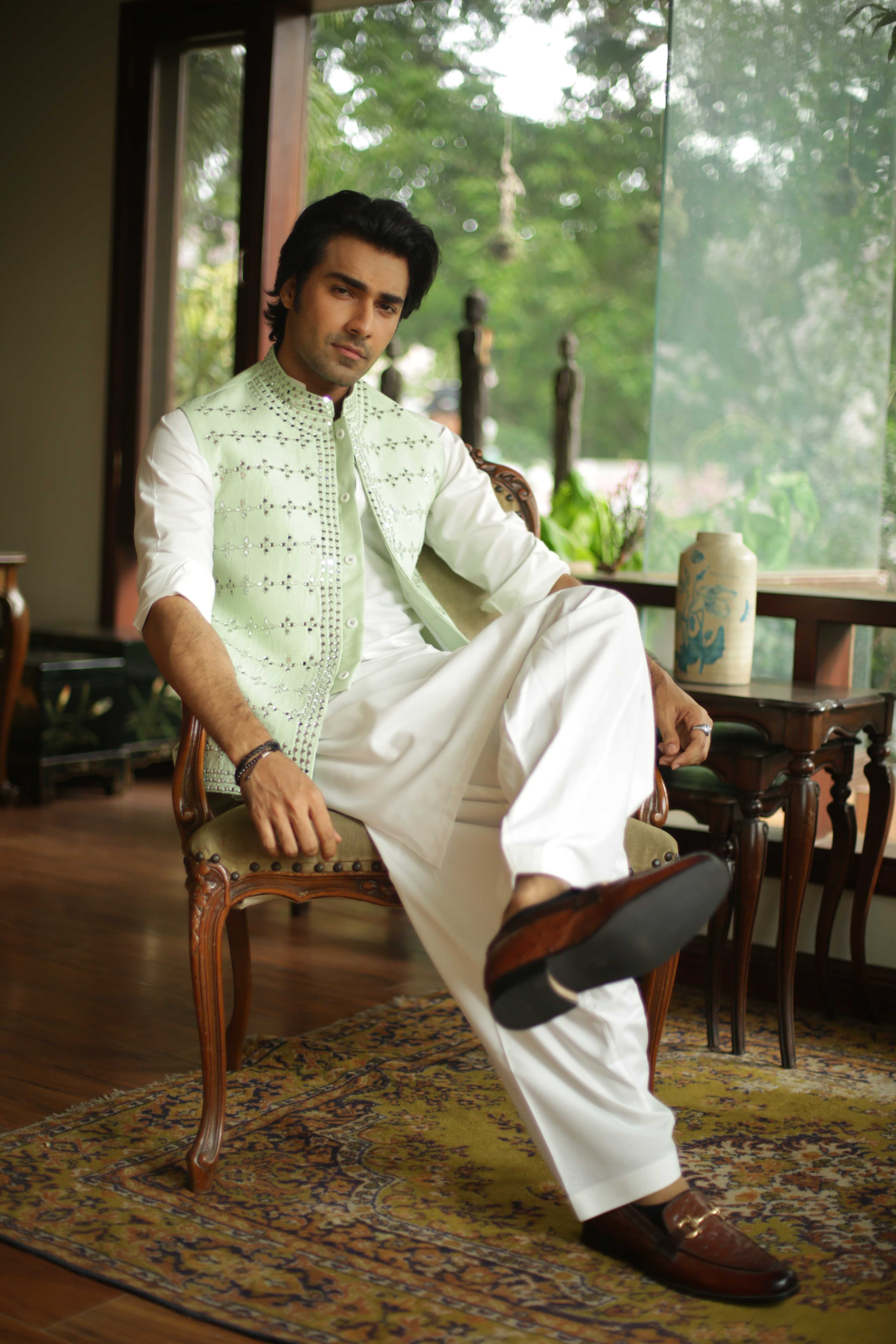 ER WC 2005 Sea Green Mirror Work WaistCoat