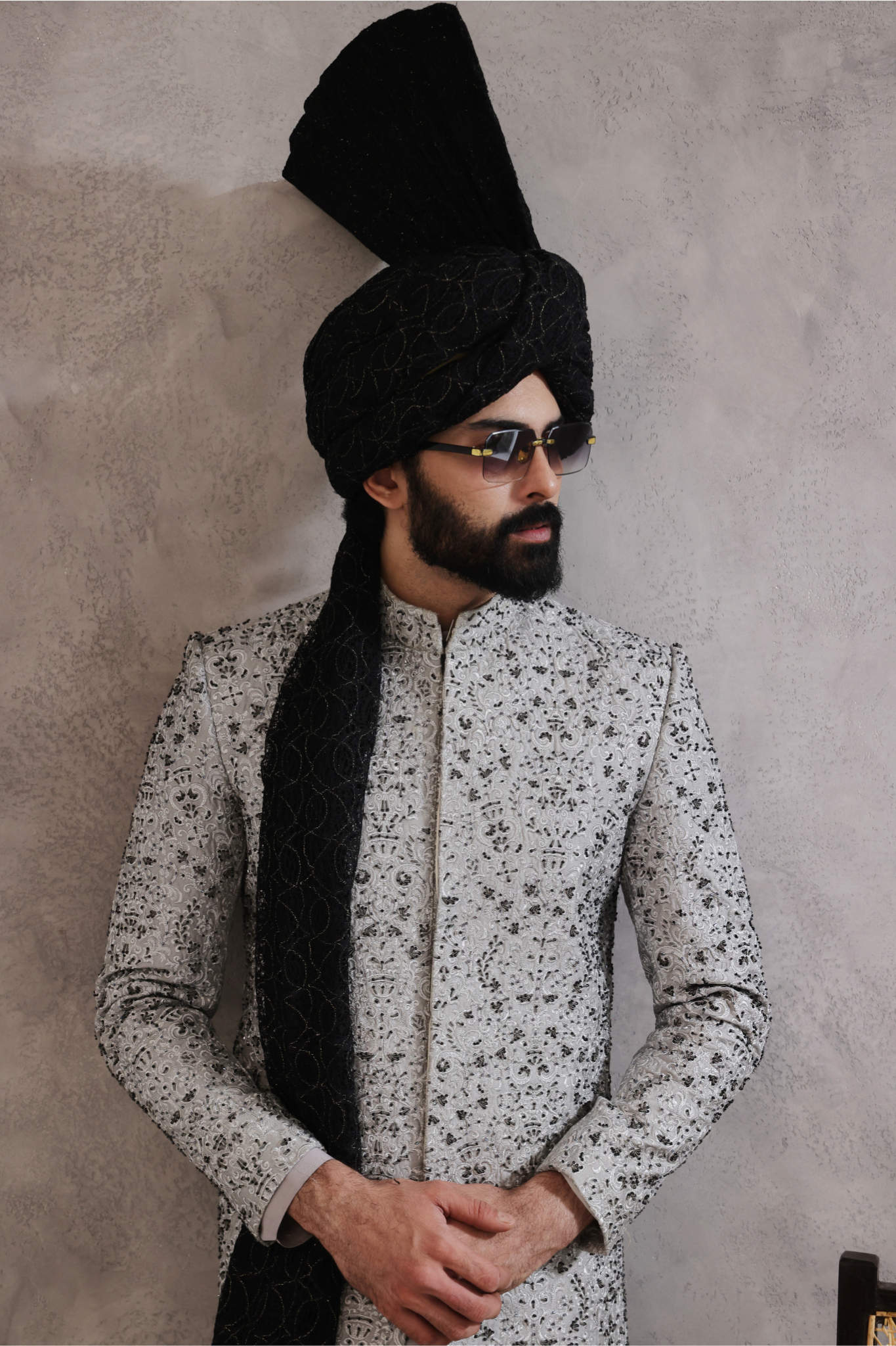 ER SH 119 Sliver Hand Work Sherwani For Men