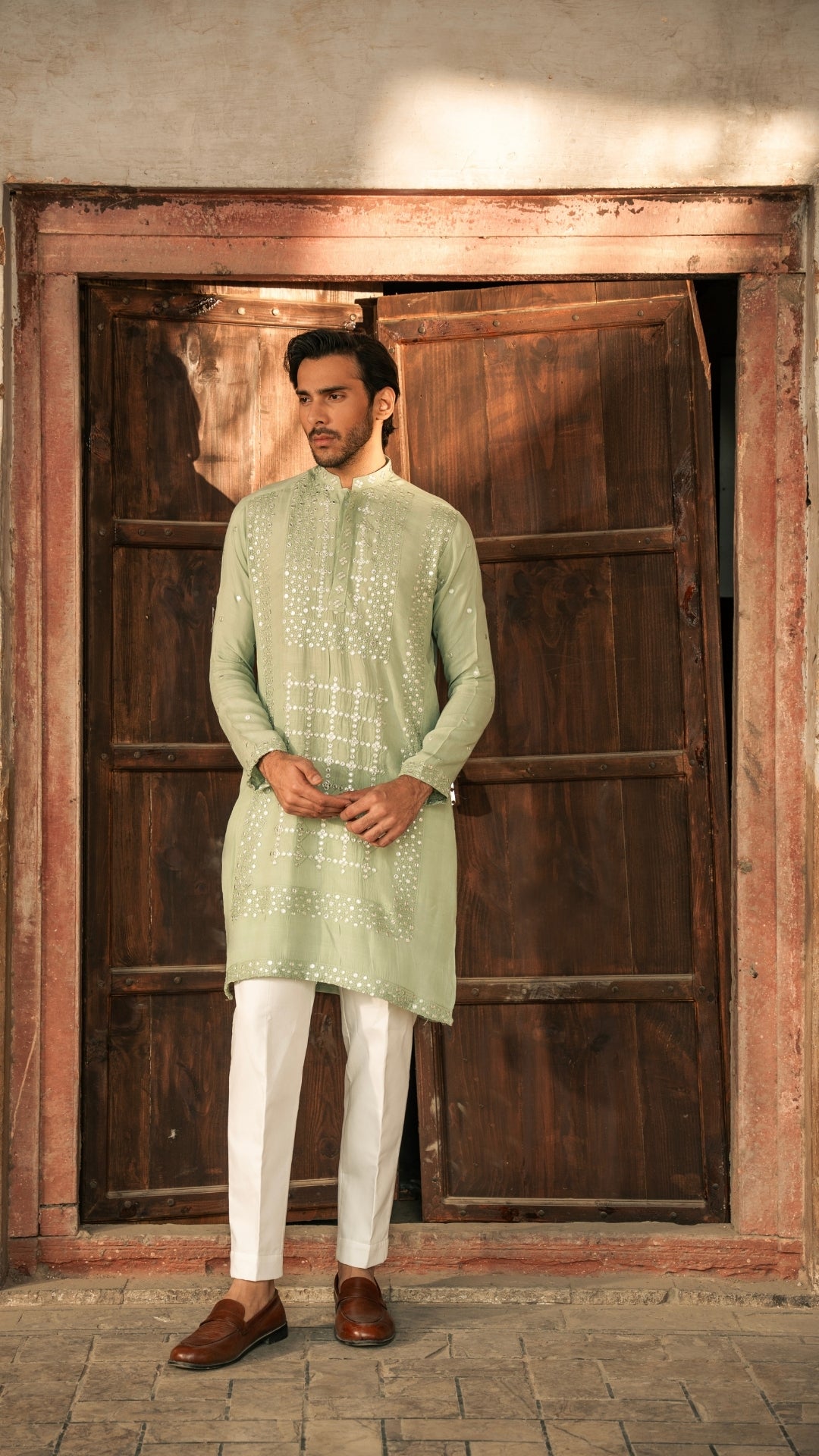 ER 661 Men's Sea Green Kurta Dress With Trouser