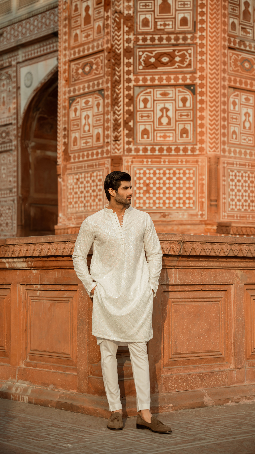 MR 76 Self Sequence Work Kurta Pajama For Man