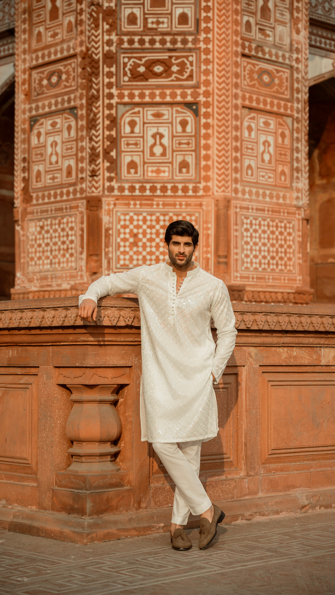 MR 76 Self Sequence Work Kurta Pajama For Man
