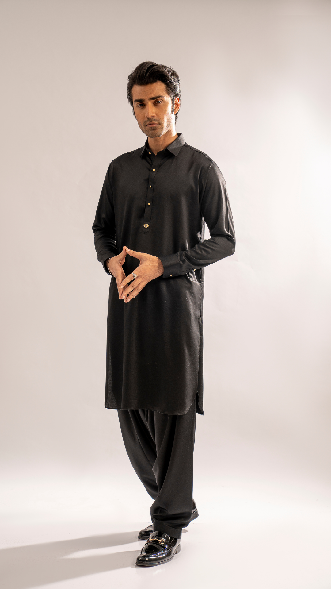 ER 776 Black Ancestral Kurta Shalwar For Men