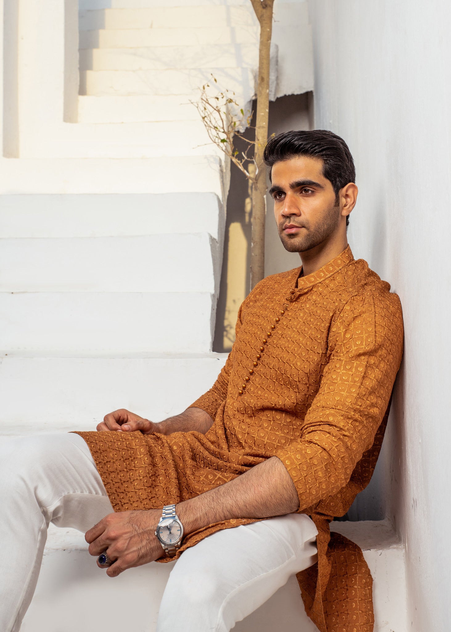 CK 726 Mustard Chicken Kari Kurta Pajama For Men