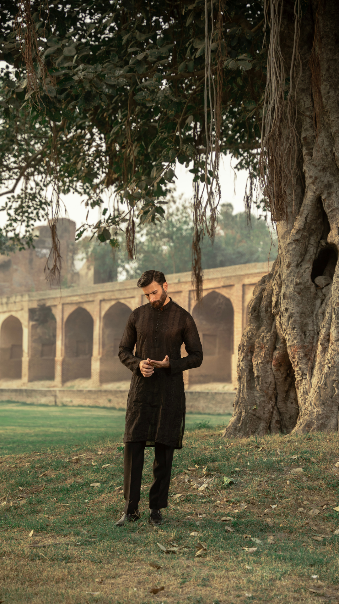 CK 739 Black Chikankari Kurta Pajama For Men