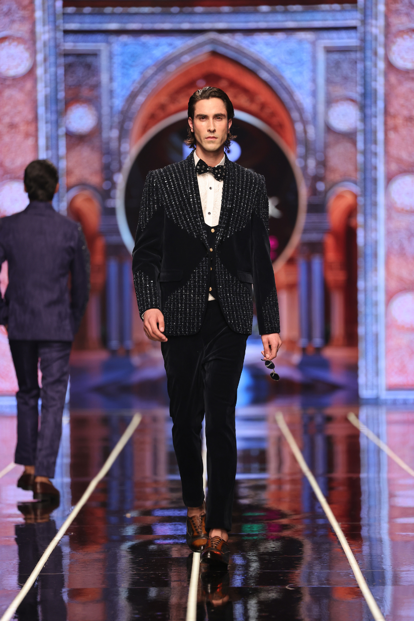 Black Velvet 3 Pieces Hand Work Suit