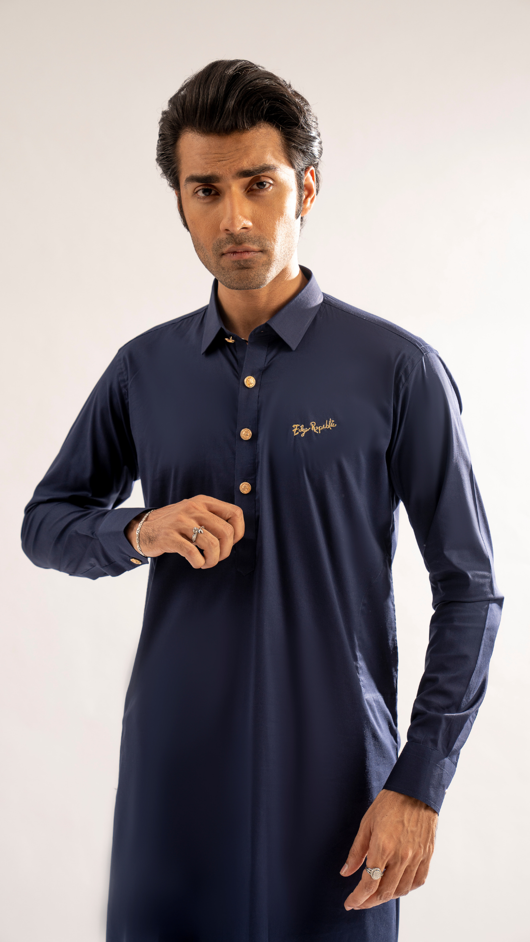 ER 668 Classical Navy Blue Shine Kurta Shalwar