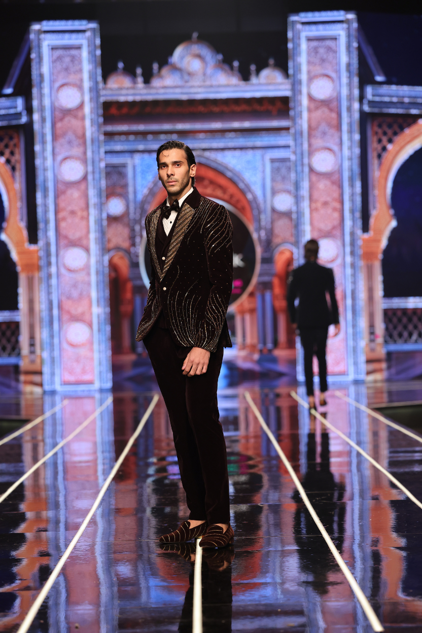 Brown Tuxedo With Hand Work