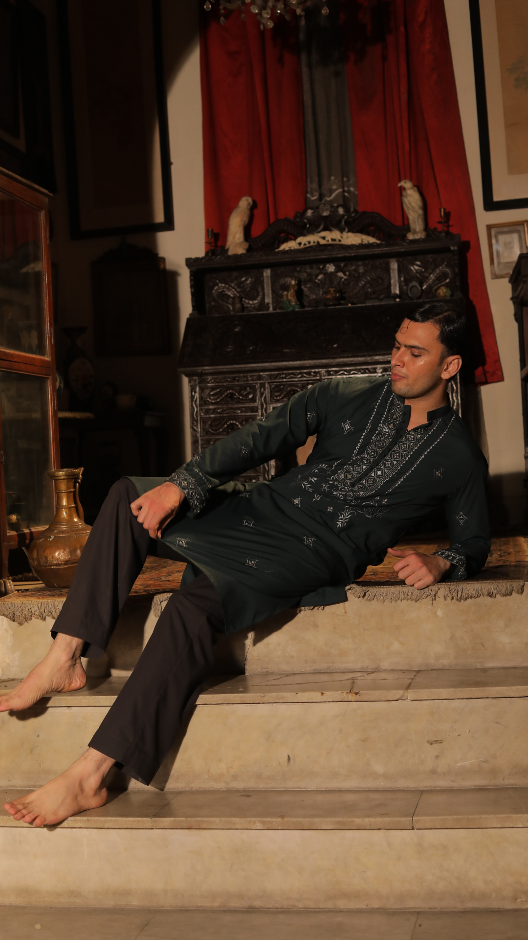 MR 69 Mirror Work Emb Kurta With Trouser For Men