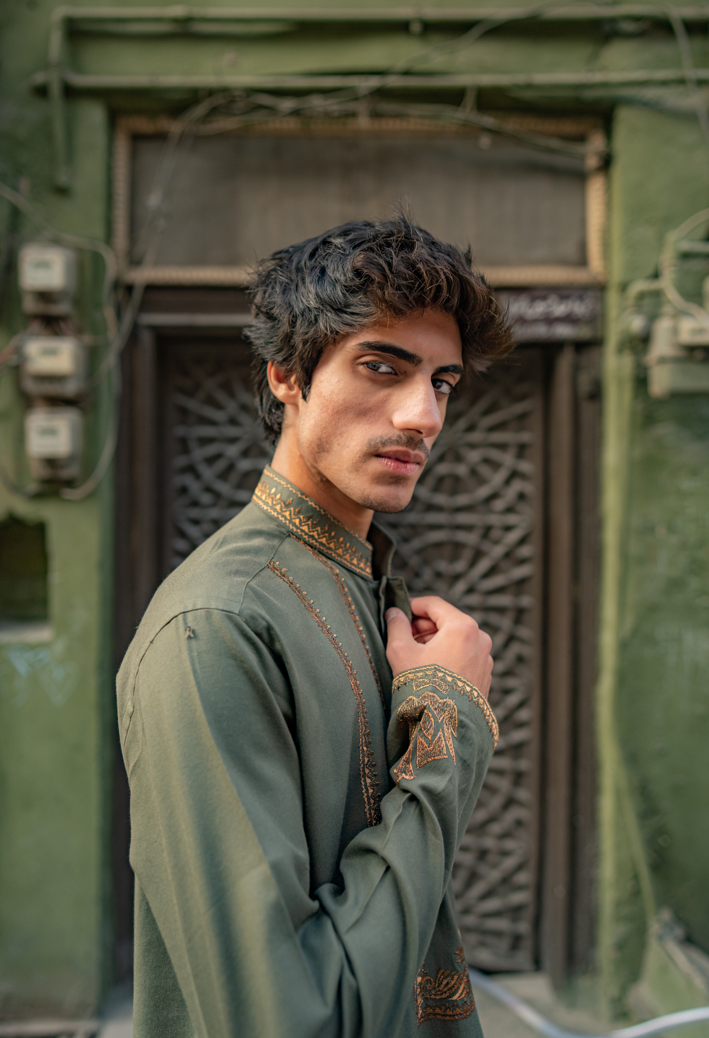 CK 754 Olive Embroidered Kurta With Pajama
