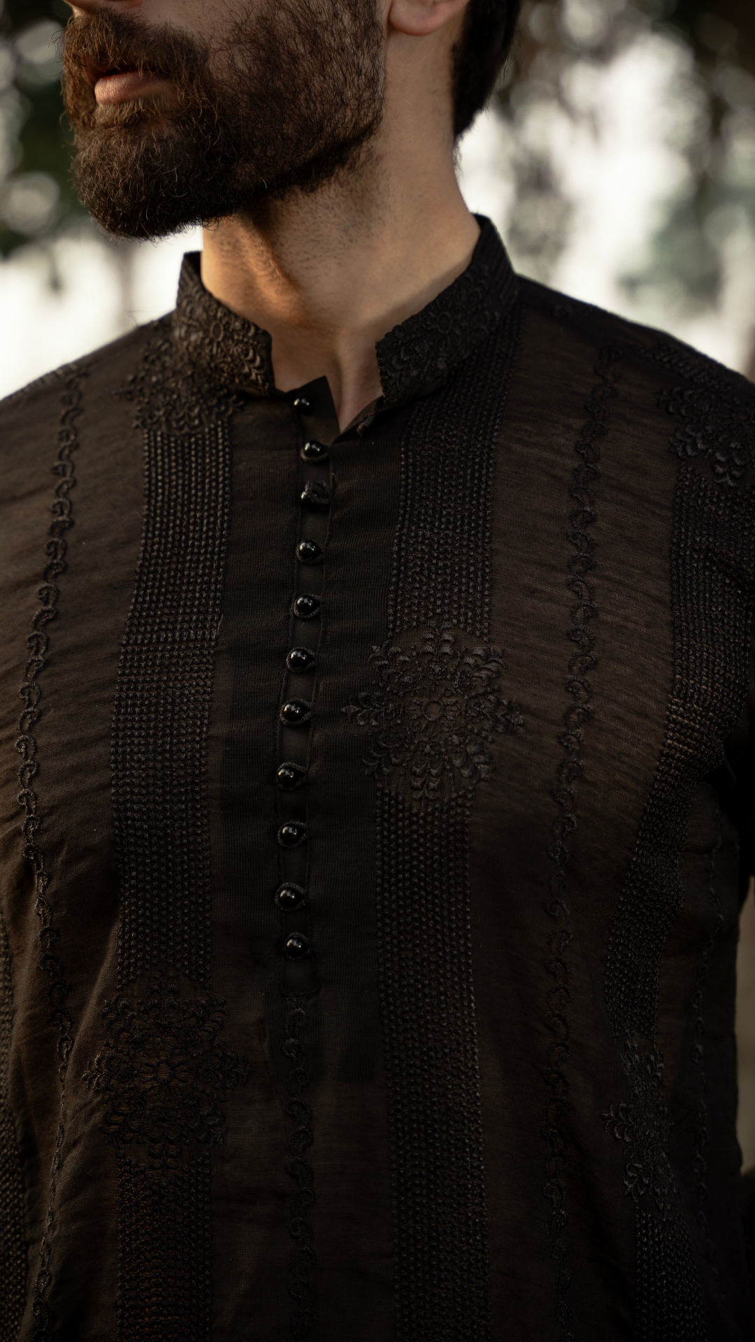 CK 739 Black Chikankari Kurta Pajama For Men