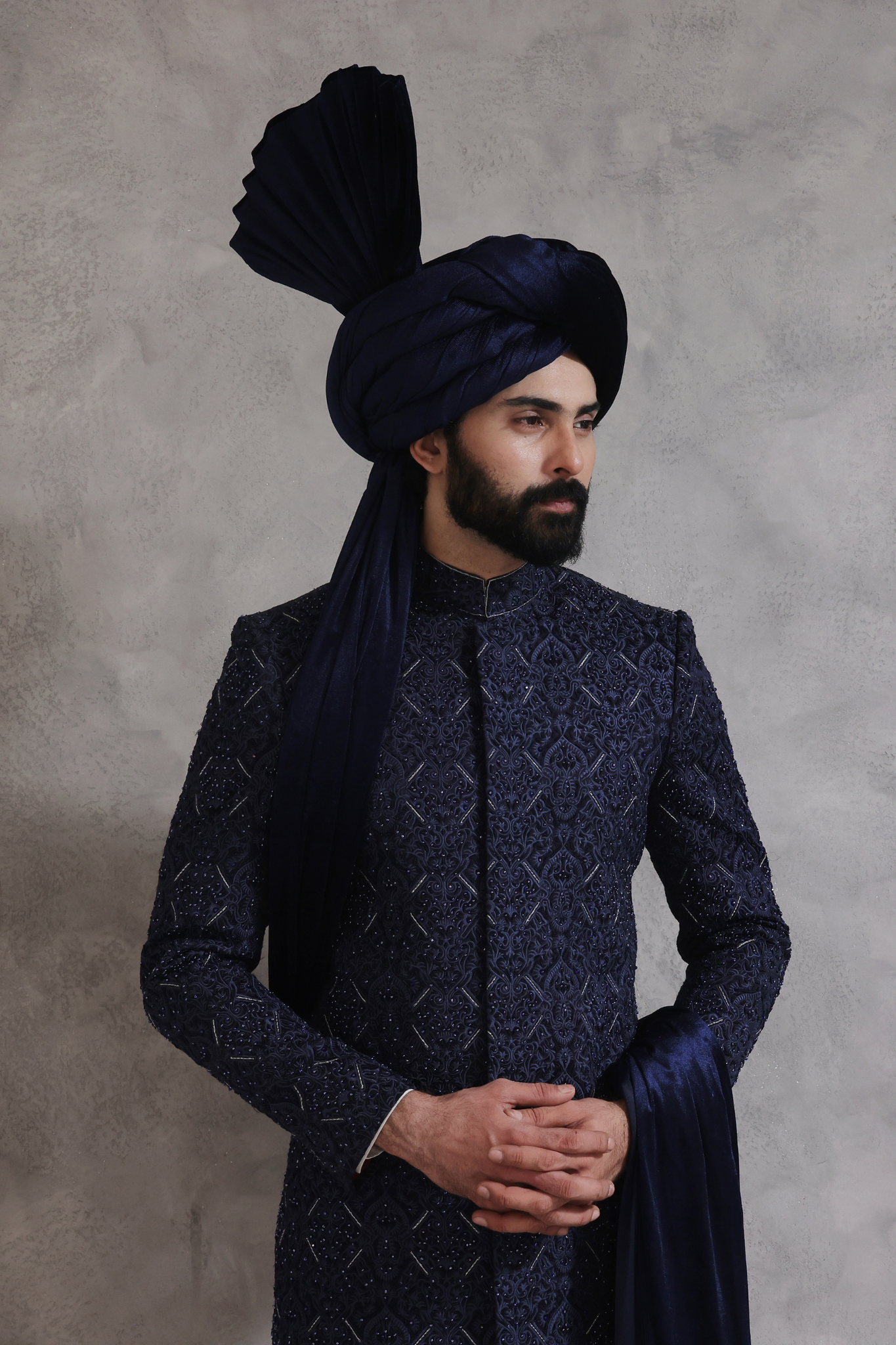 ER SH 118 Navy Blue Sherwani For Men