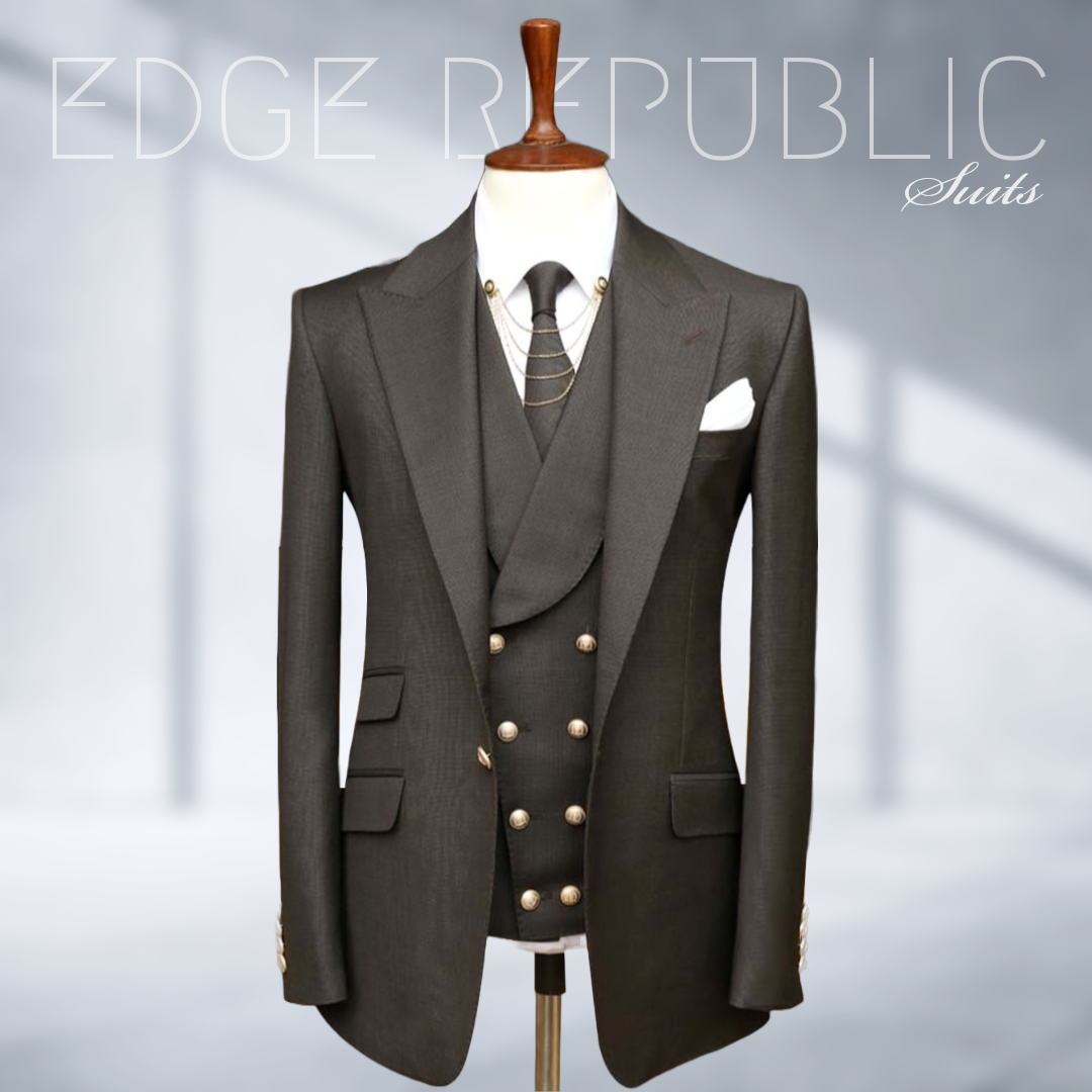 3 Piece Suit With Double Breasted WaistCoat