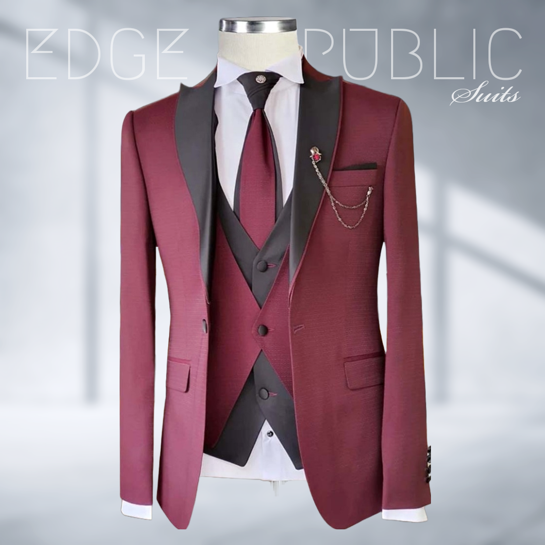 Maroon 3 Piece Suit For Wdding