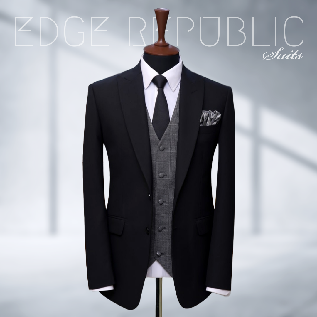 Black Dubble Button Fromal Suit