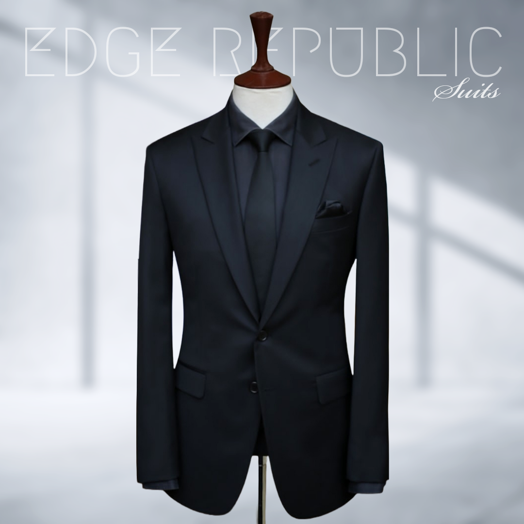 Jet Black Dubble Button Tuxedo For Men
