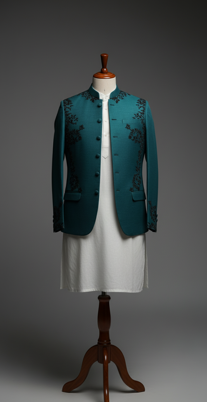 Green Emb Prince Coat