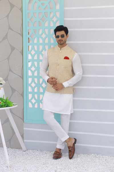 ER WC 1082 Black Mirror Work Waist Coat main image 1