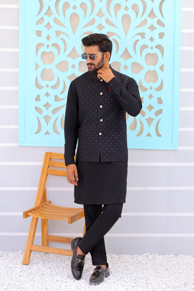 ER WC 1082 Black Mirror Work Waist Coat main image 0
