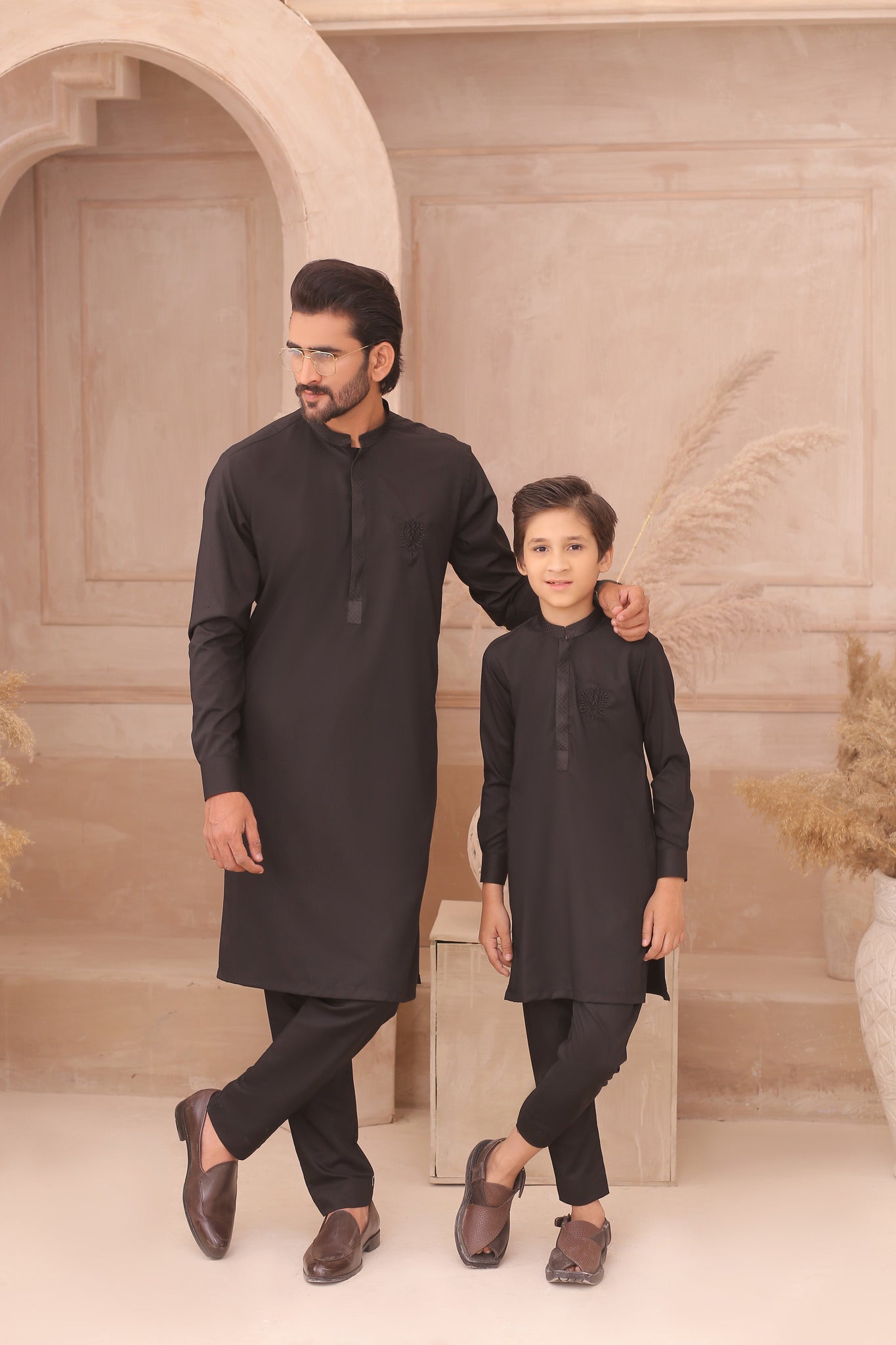 ER FS 2 Father And Son Black Kurta Pajama