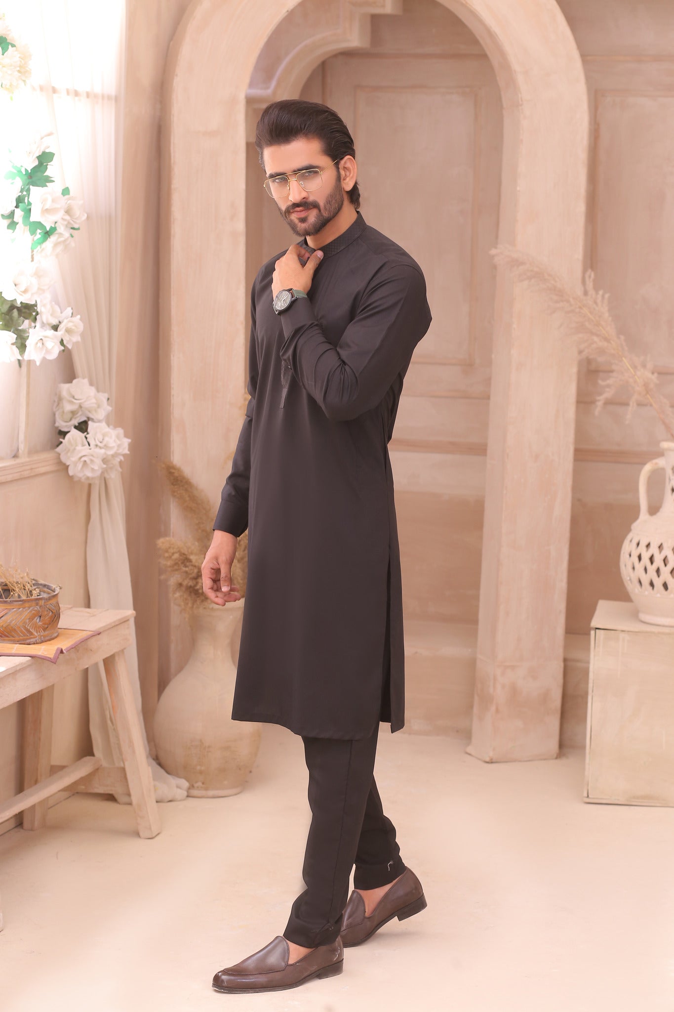 men's kurta black