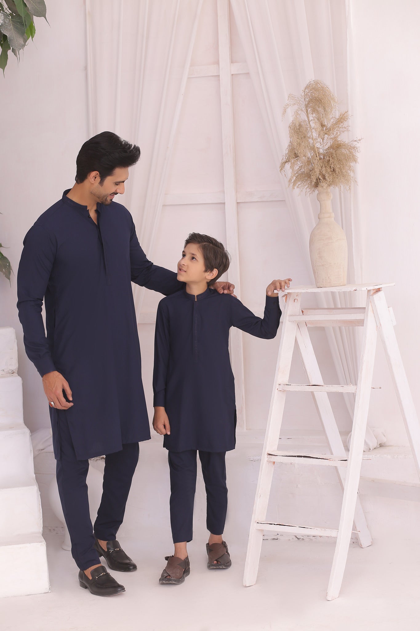 ER FS 5 Blue Kurta Pajama Set for Father and Son