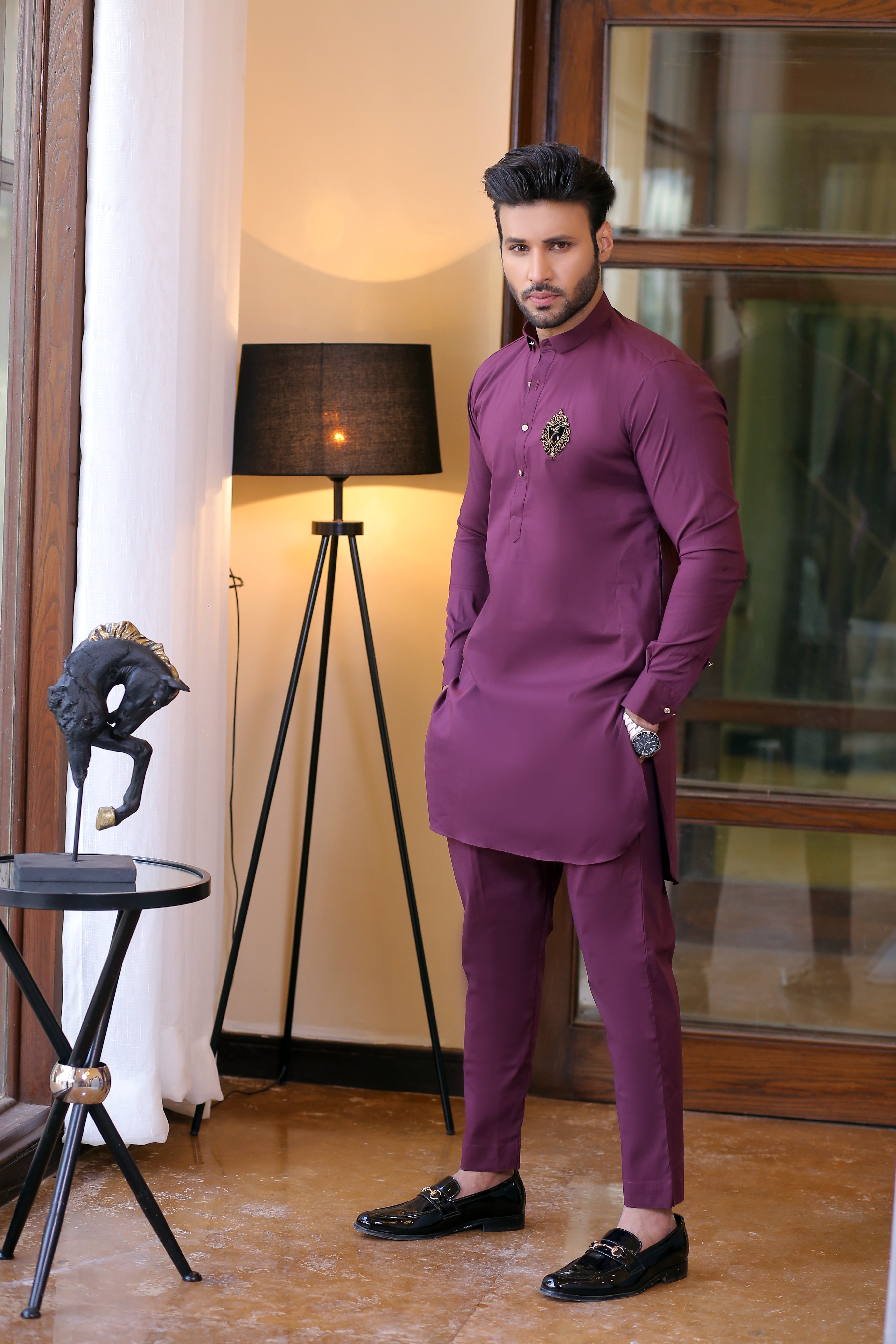 ER 684 Maroon Cotton Kurta Pajama