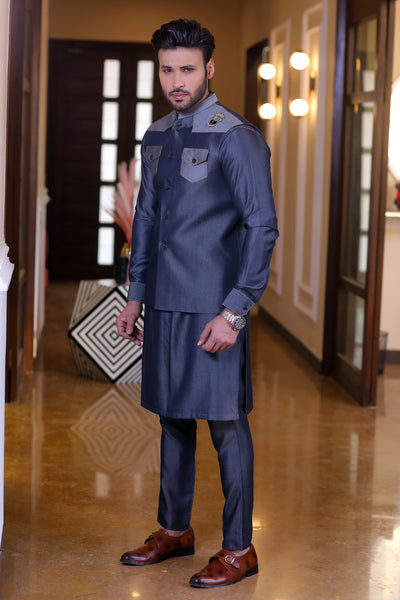 Edge Republic Kurta Pajama And Waist Coat ER WC 1007 Elebant Black main image 0