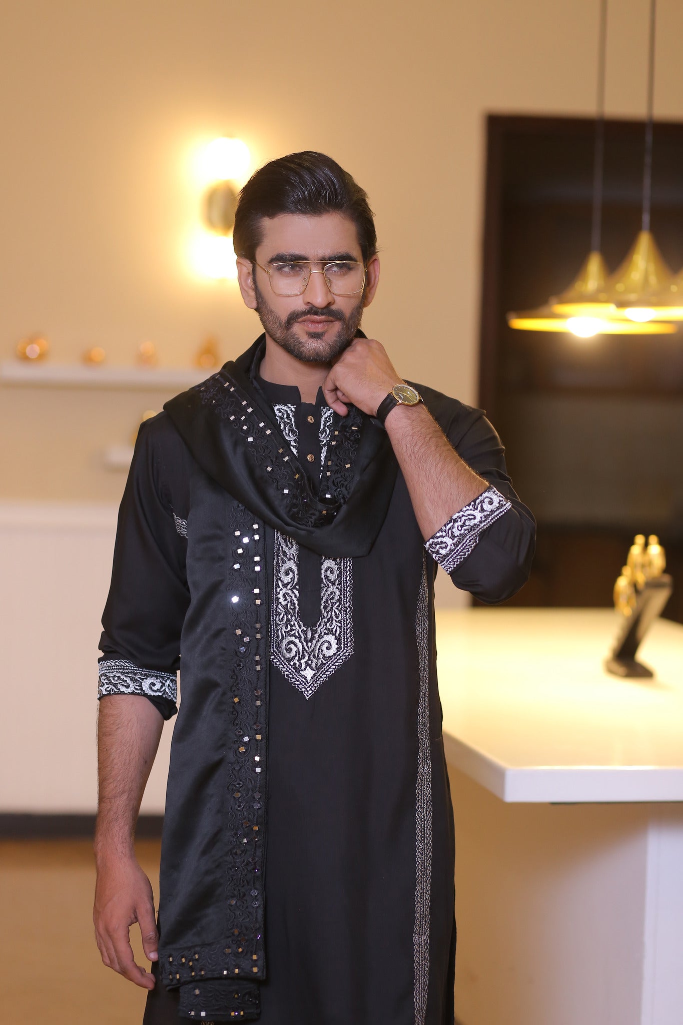 CK 711 Black Kurta Pajama Design