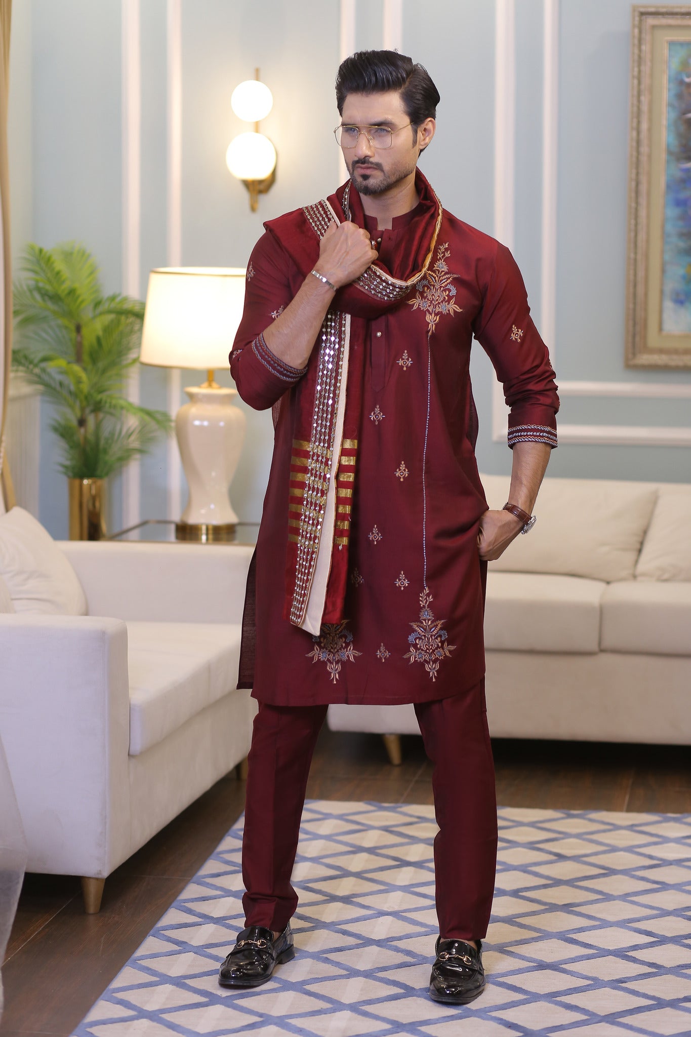 CK 714 Maroon Kurta Pajama Male