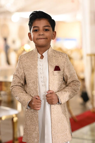 KD 1022 Golden Masoori Short Prince Coat For Kids – Edge Republic