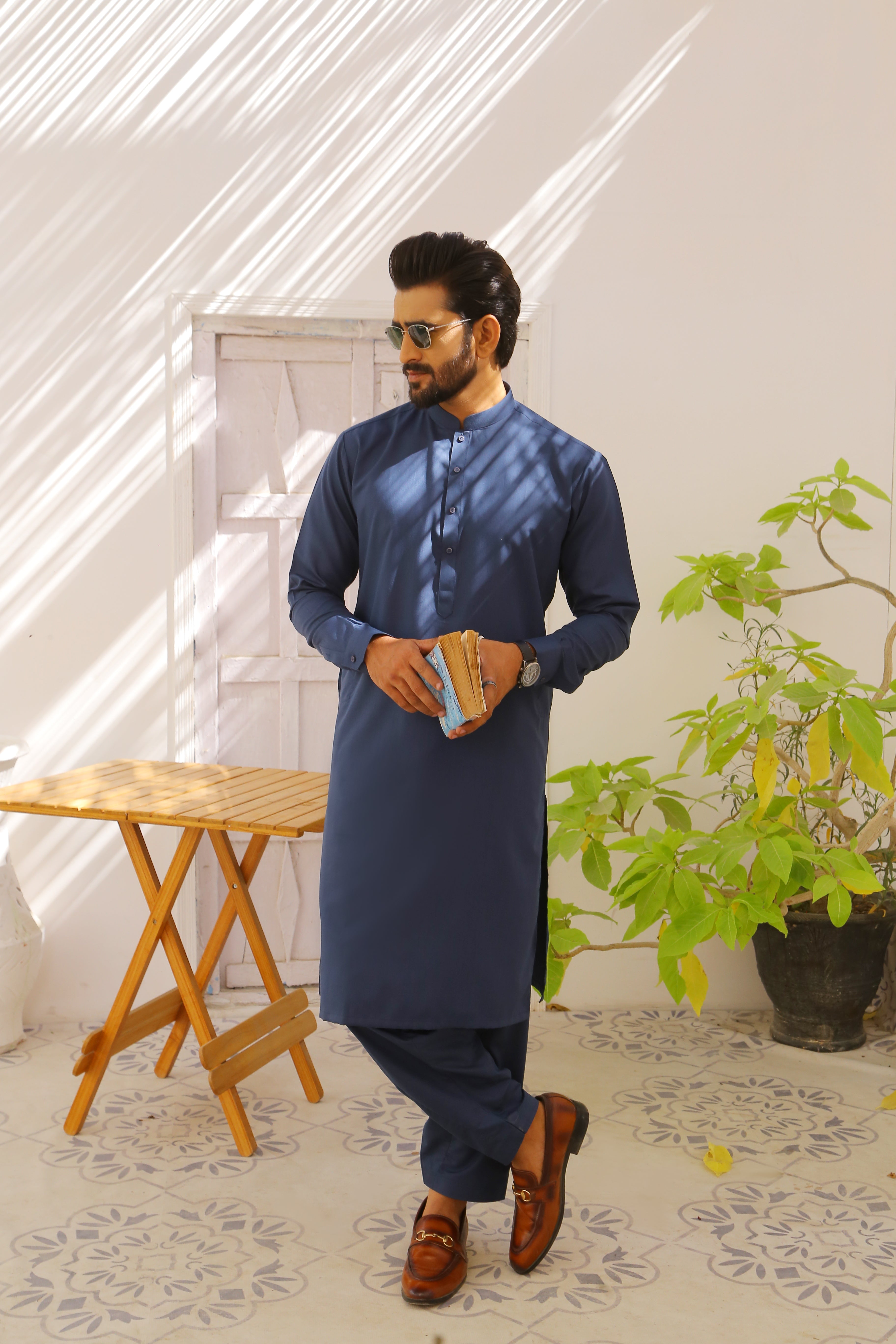 ER 781 Aasaar Blue Shalwar Kameez For Men
