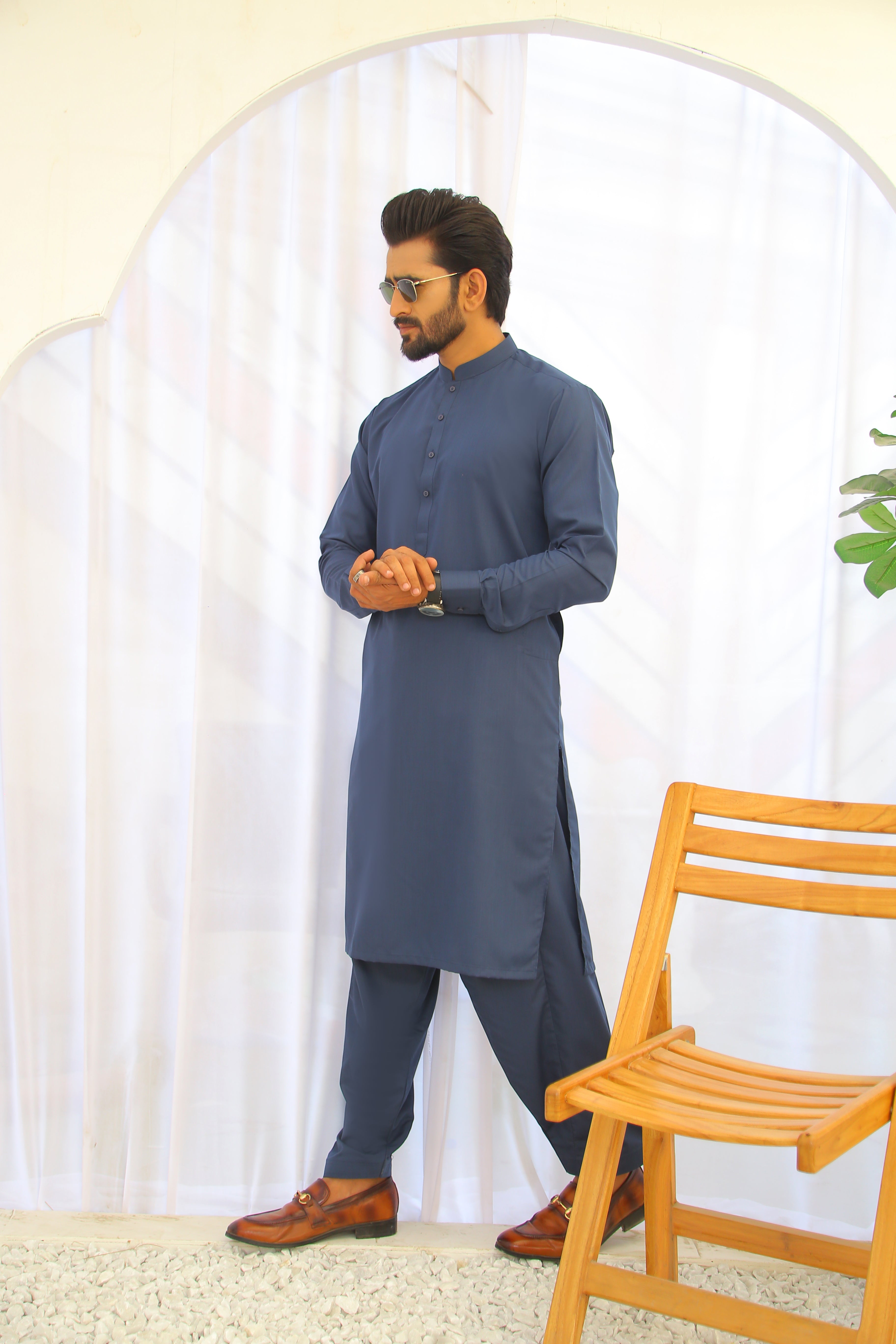 ER 781 Aasaar Blue Shalwar Kameez For Men