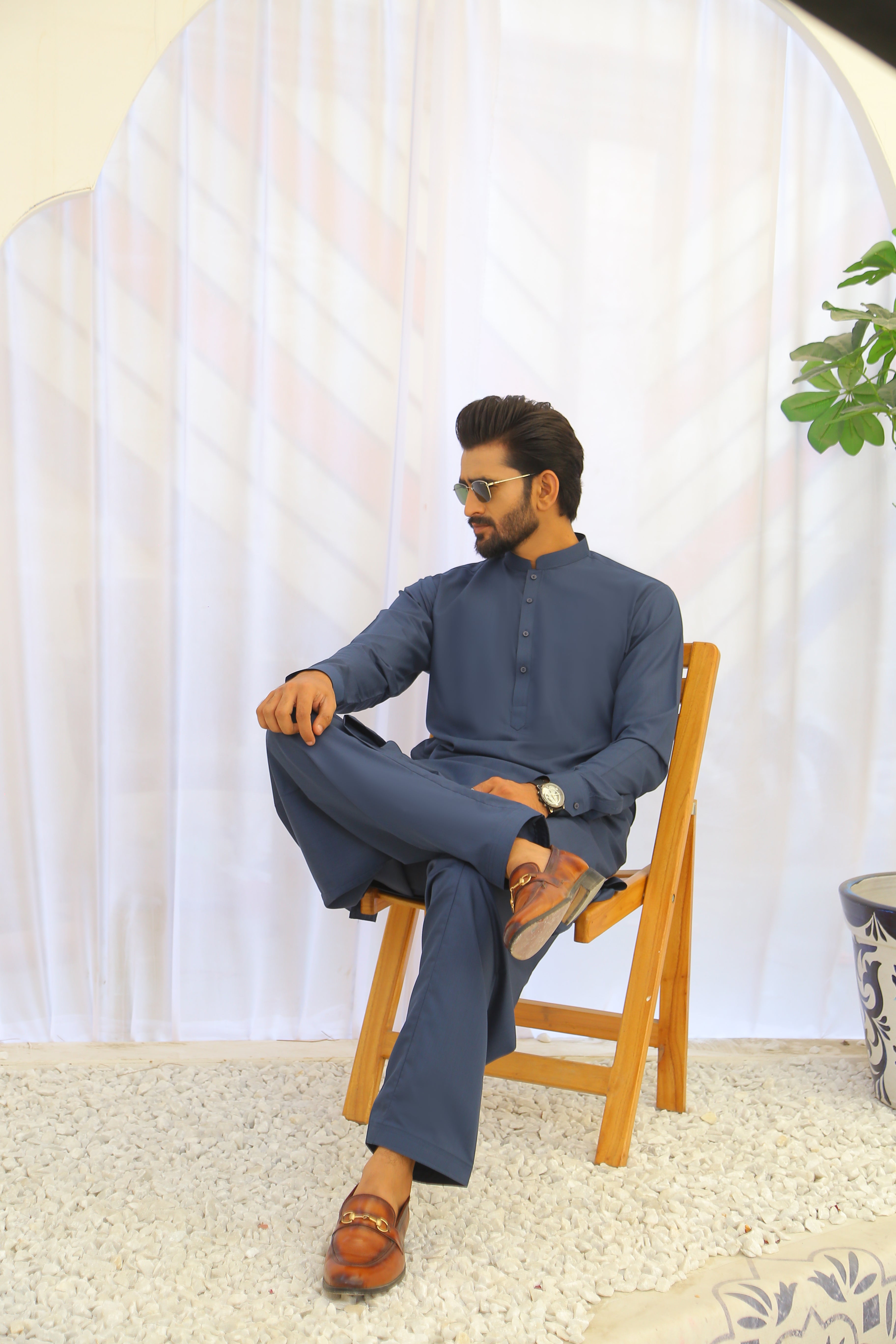 ER 781 Aasaar Blue Shalwar Kameez For Men