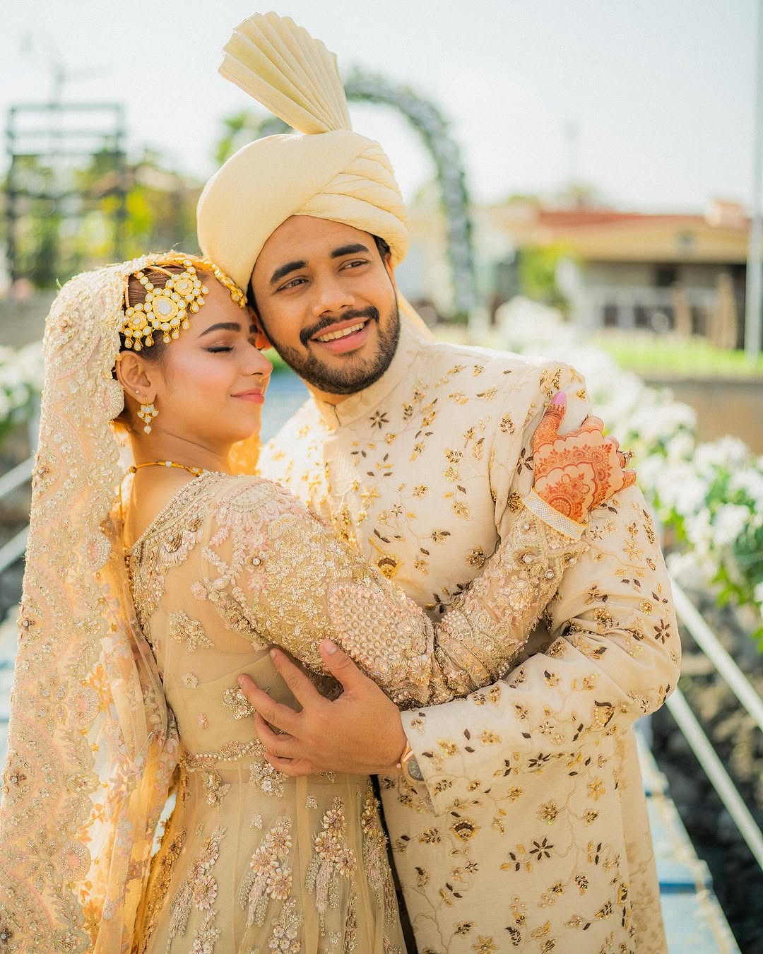 Hareem Sohail Groom Outfit | Gold Sherwani for Wedding by Edge Republic