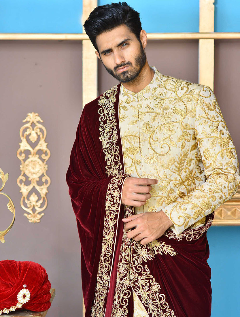 ER Sh-082 Gold Copper Sherwani FOr Groom