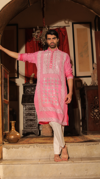 MR 84 Pink Exclusive Chanderi Kurta