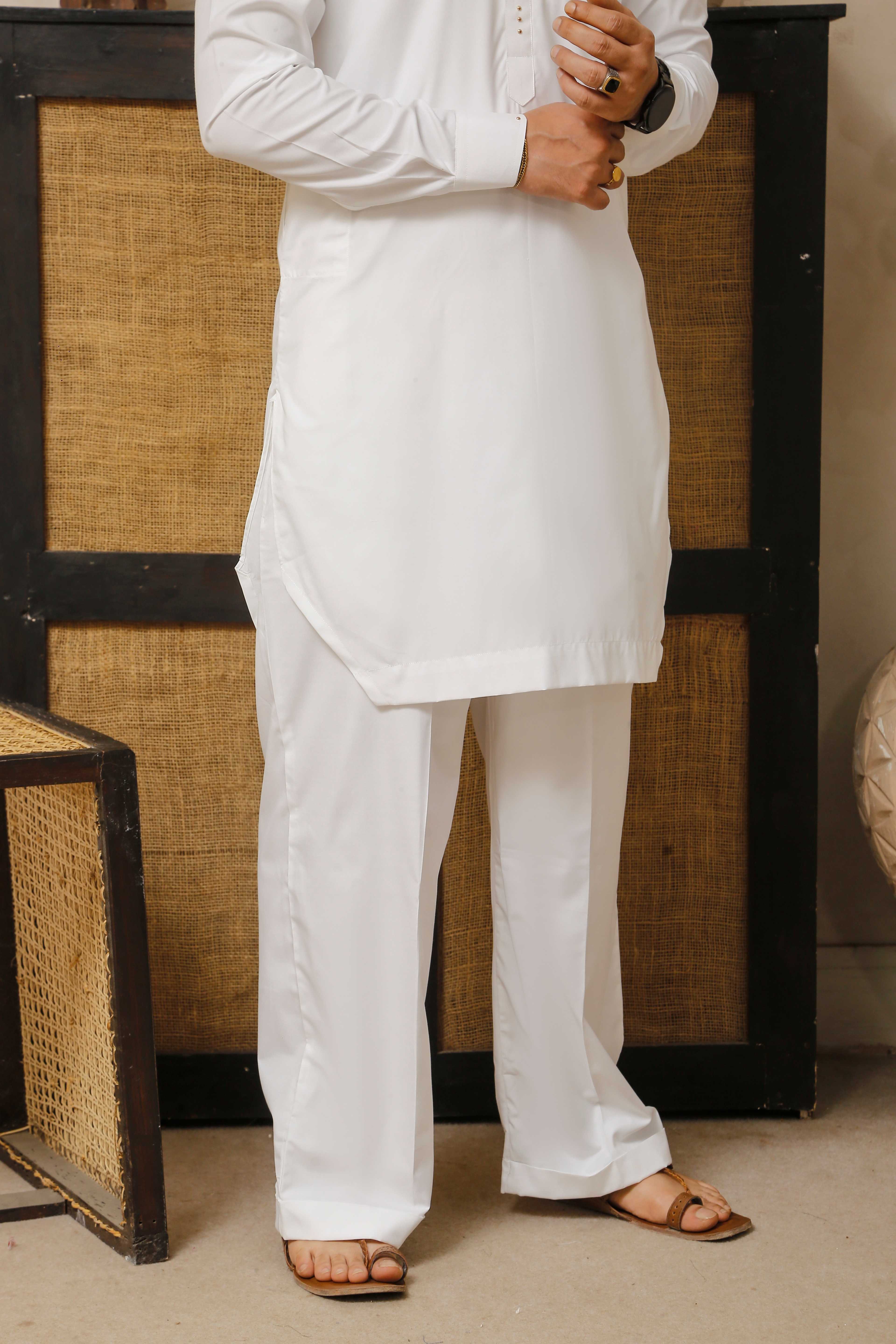 ER 806 Shining White Executive Kameez Farshi Shalwar