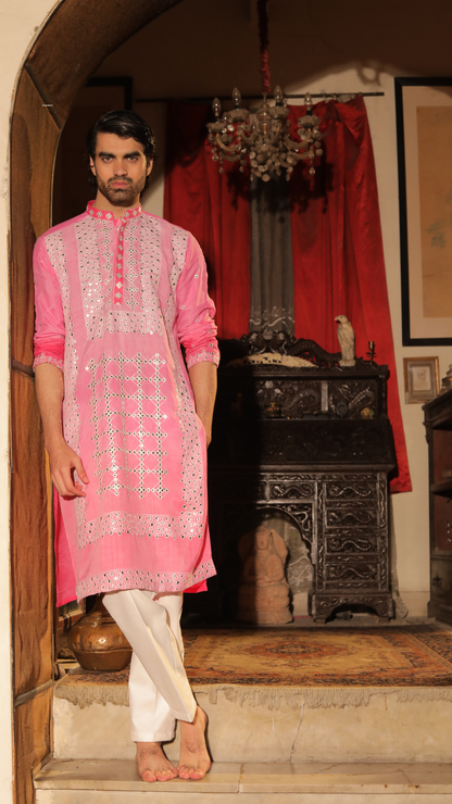 MR 84 Pink Exclusive Chanderi Kurta