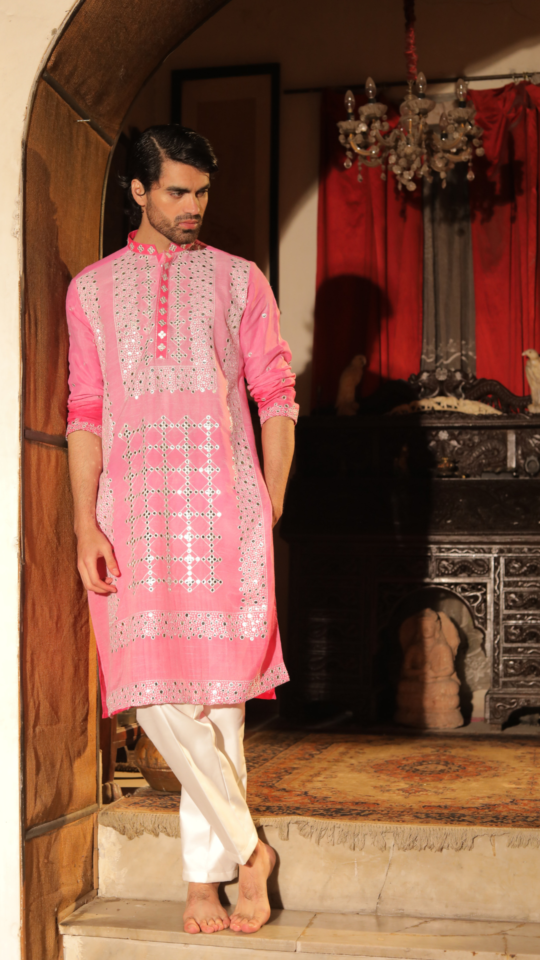 MR 84 Pink Exclusive Chanderi Kurta