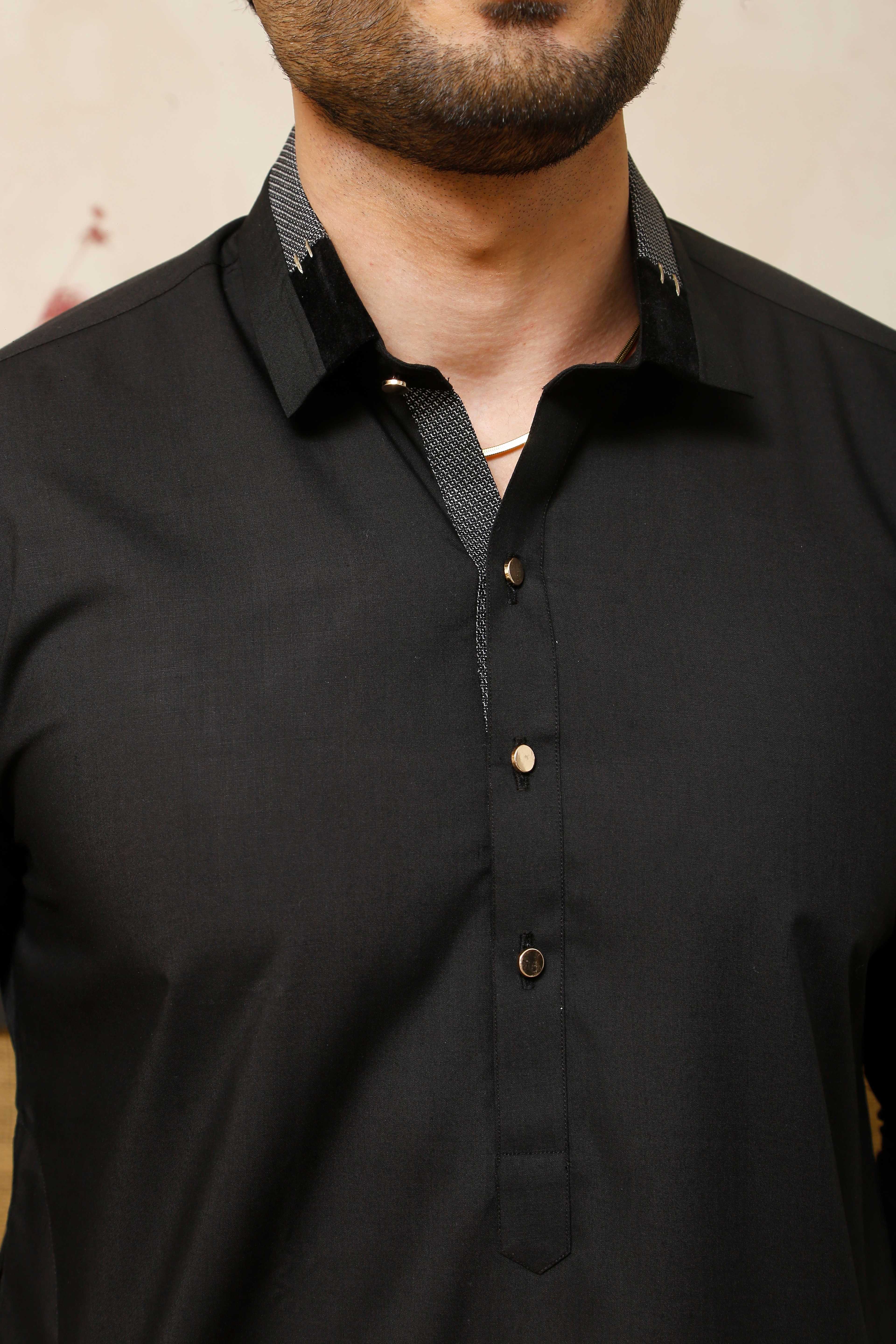 ER 805 Matt Black Executive Kameez Farshi Shalwar