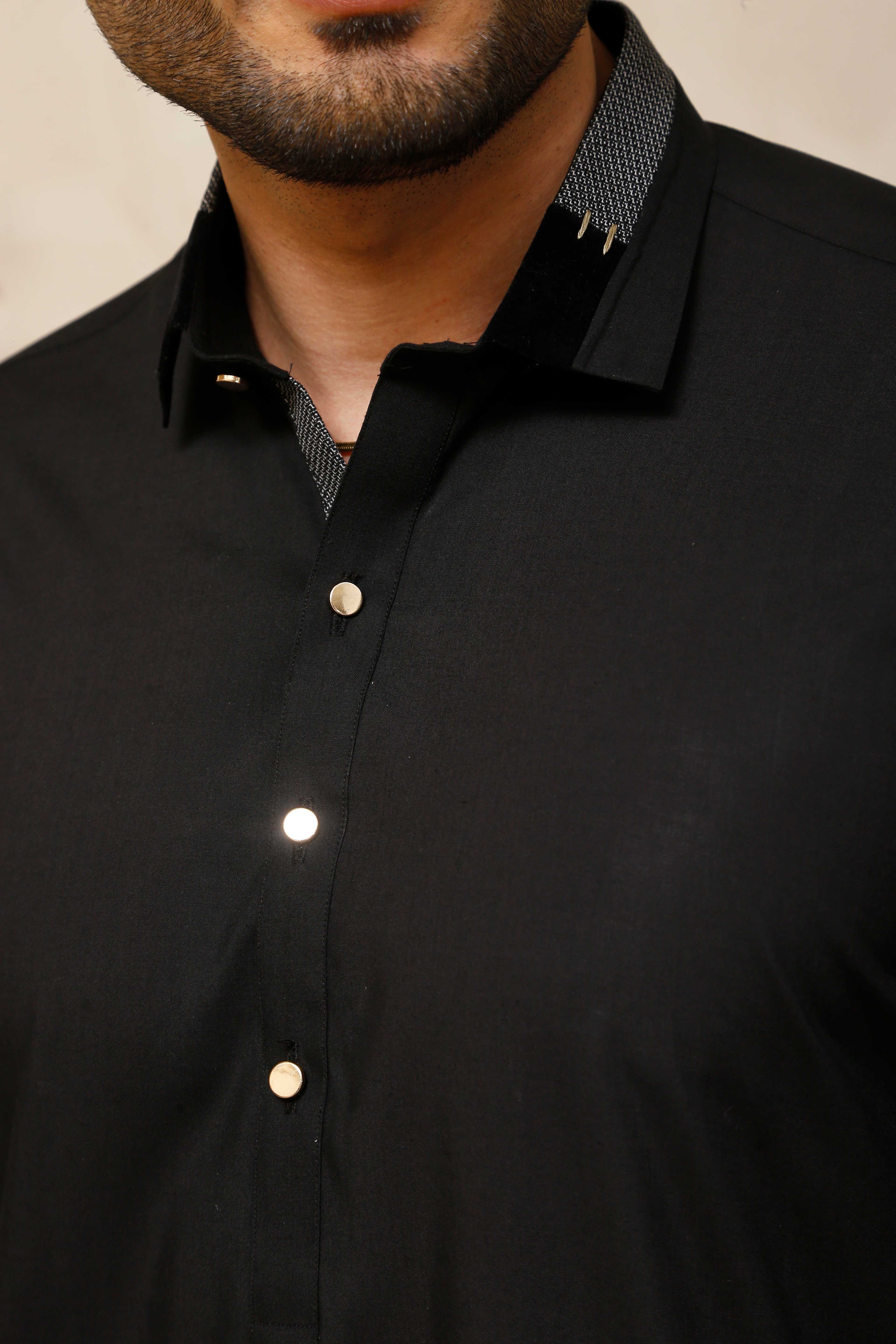 ER 805 Matt Black Executive Kameez Farshi Shalwar