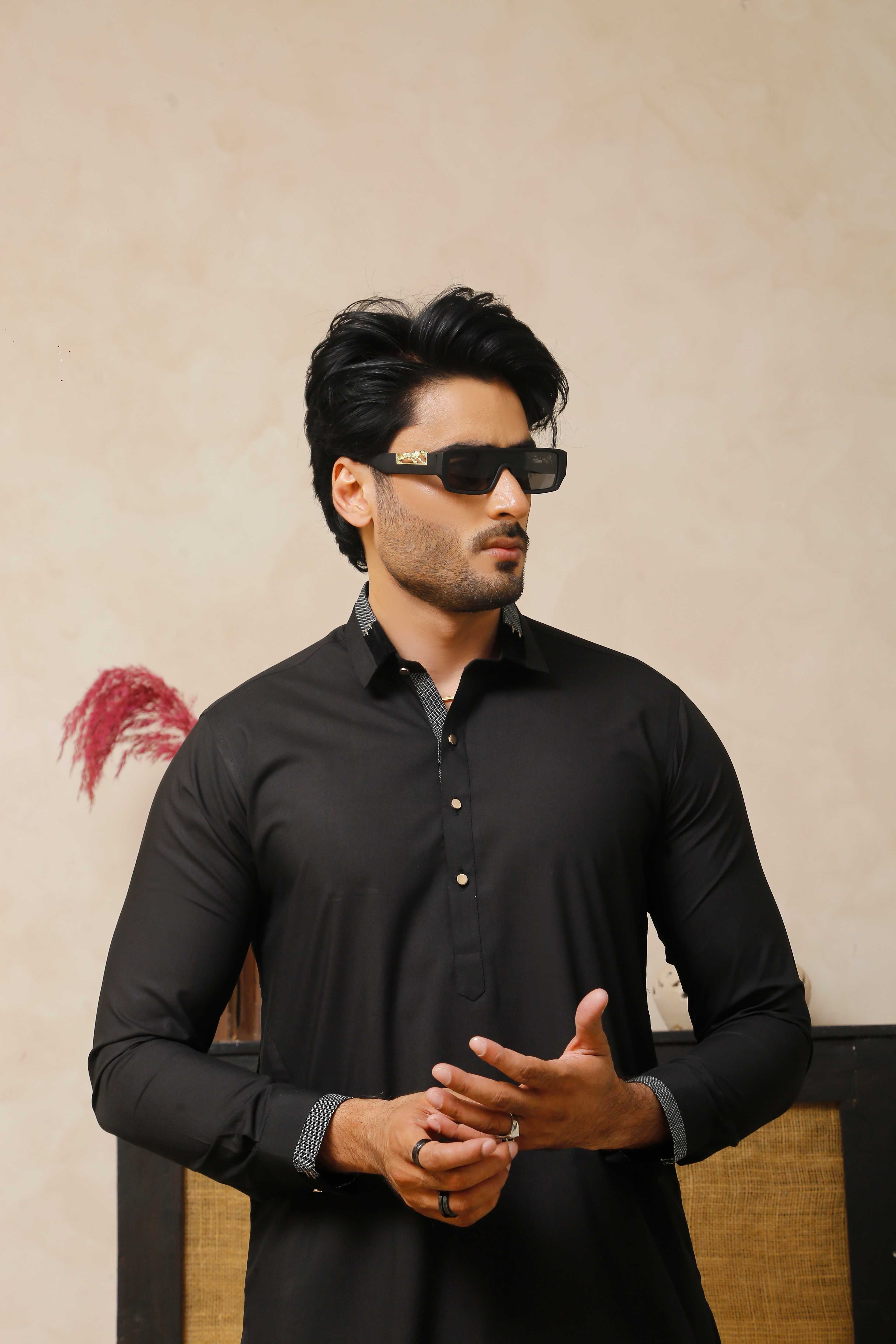 ER 805 Matt Black Executive Kameez Farshi Shalwar