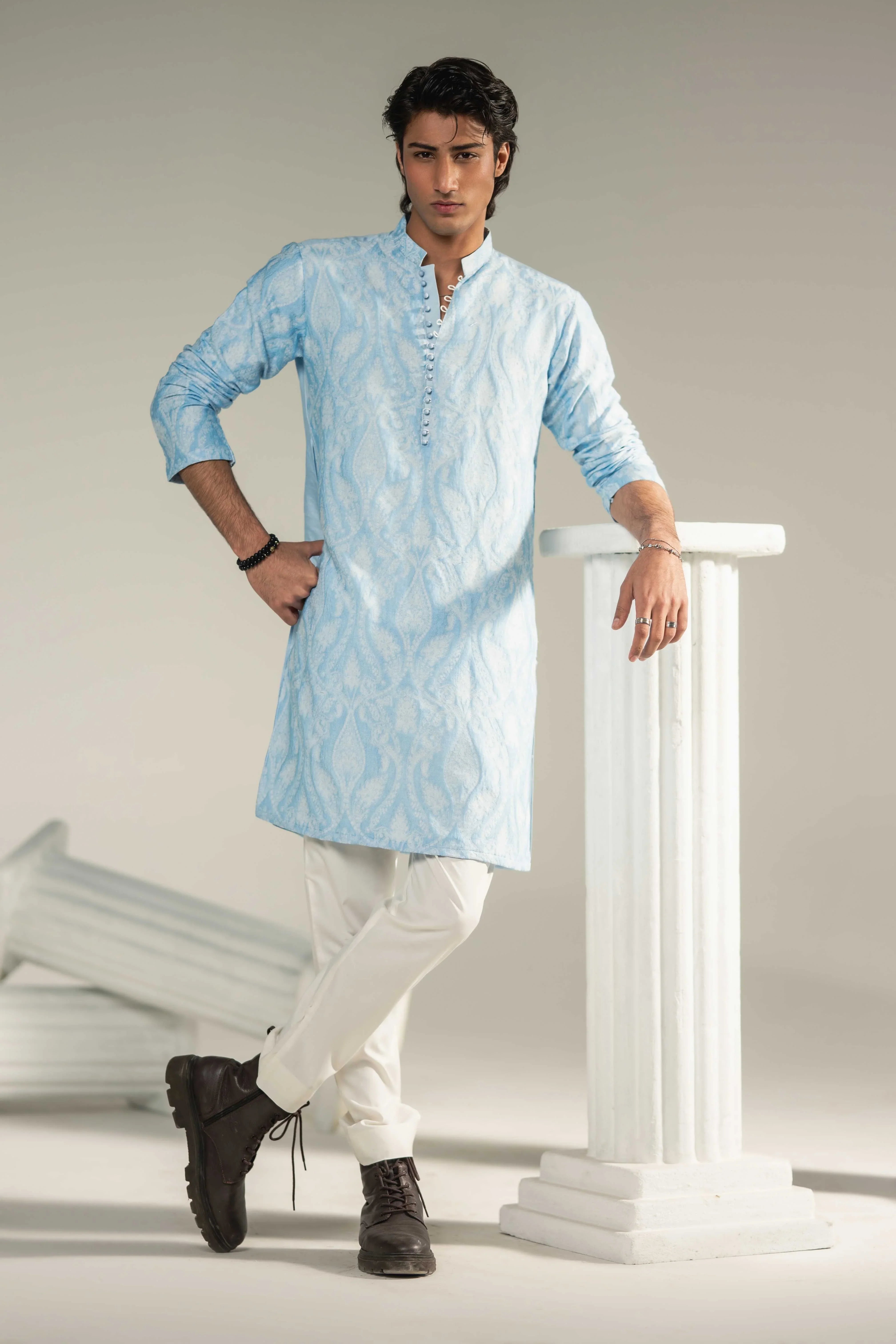 CK 767 Sky Blue Chikankari Kurta