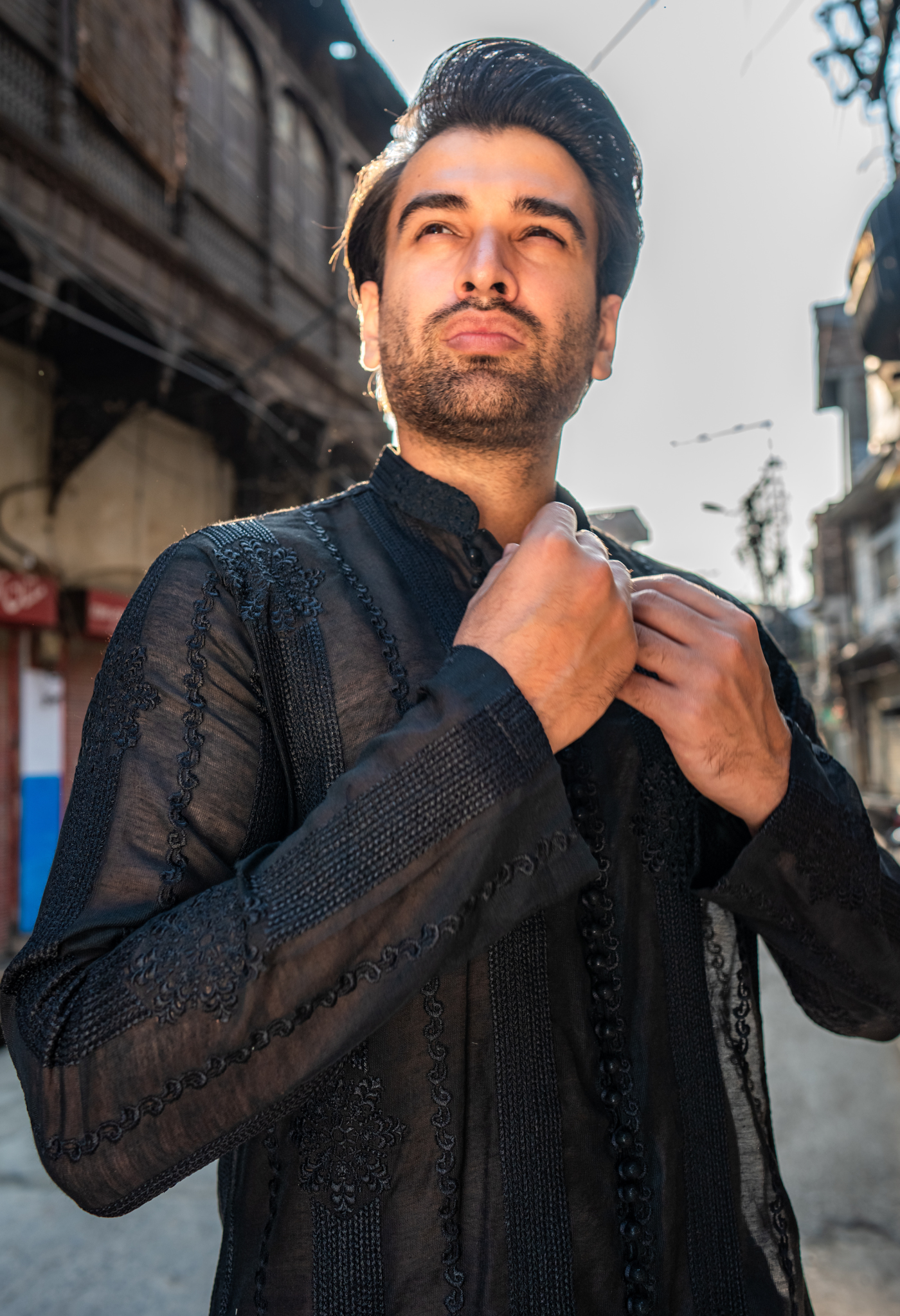 CK 756 Black Embroidered Short Kurta With Pajama