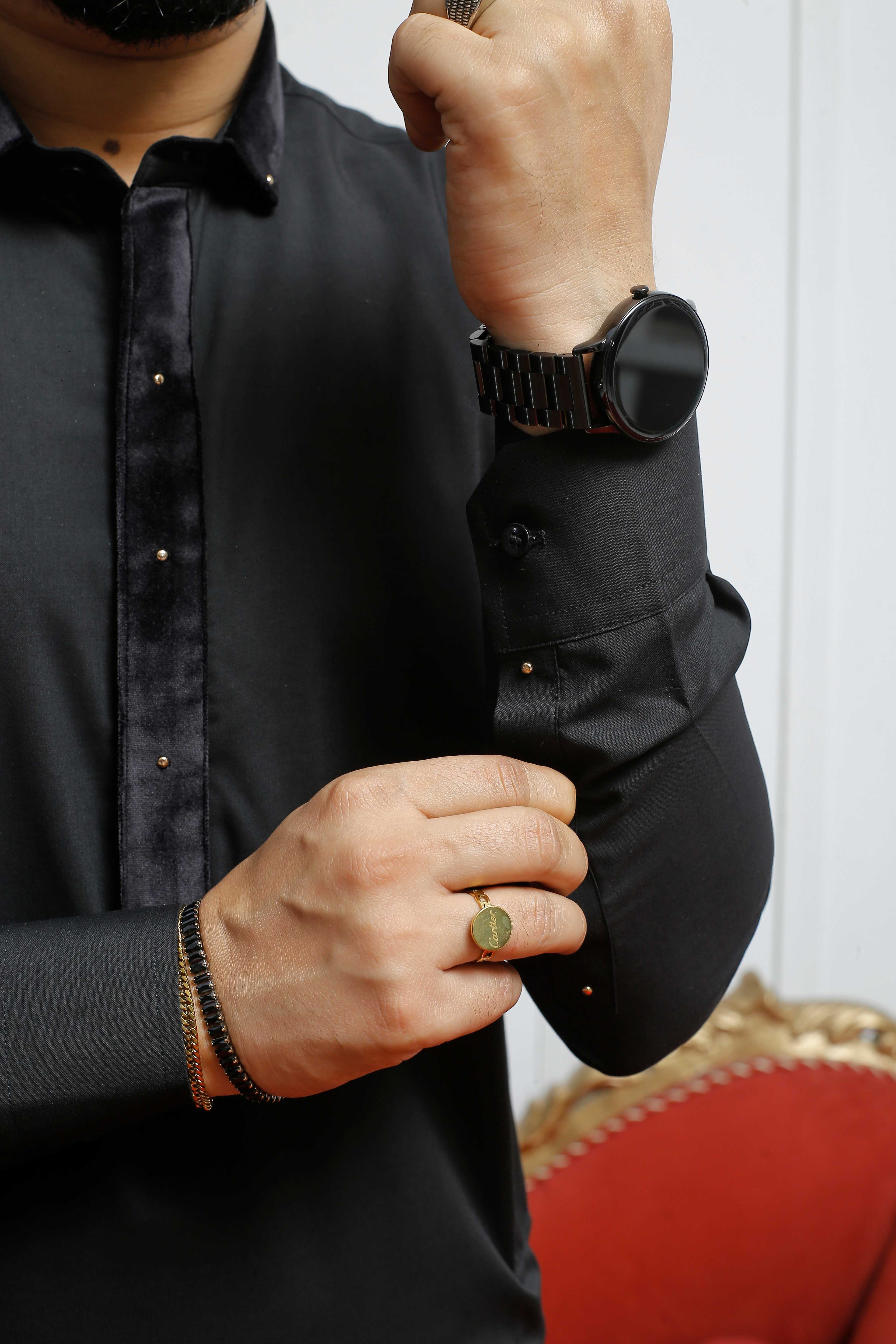 ER 808 Shining Black Executive Shalwar Kameez