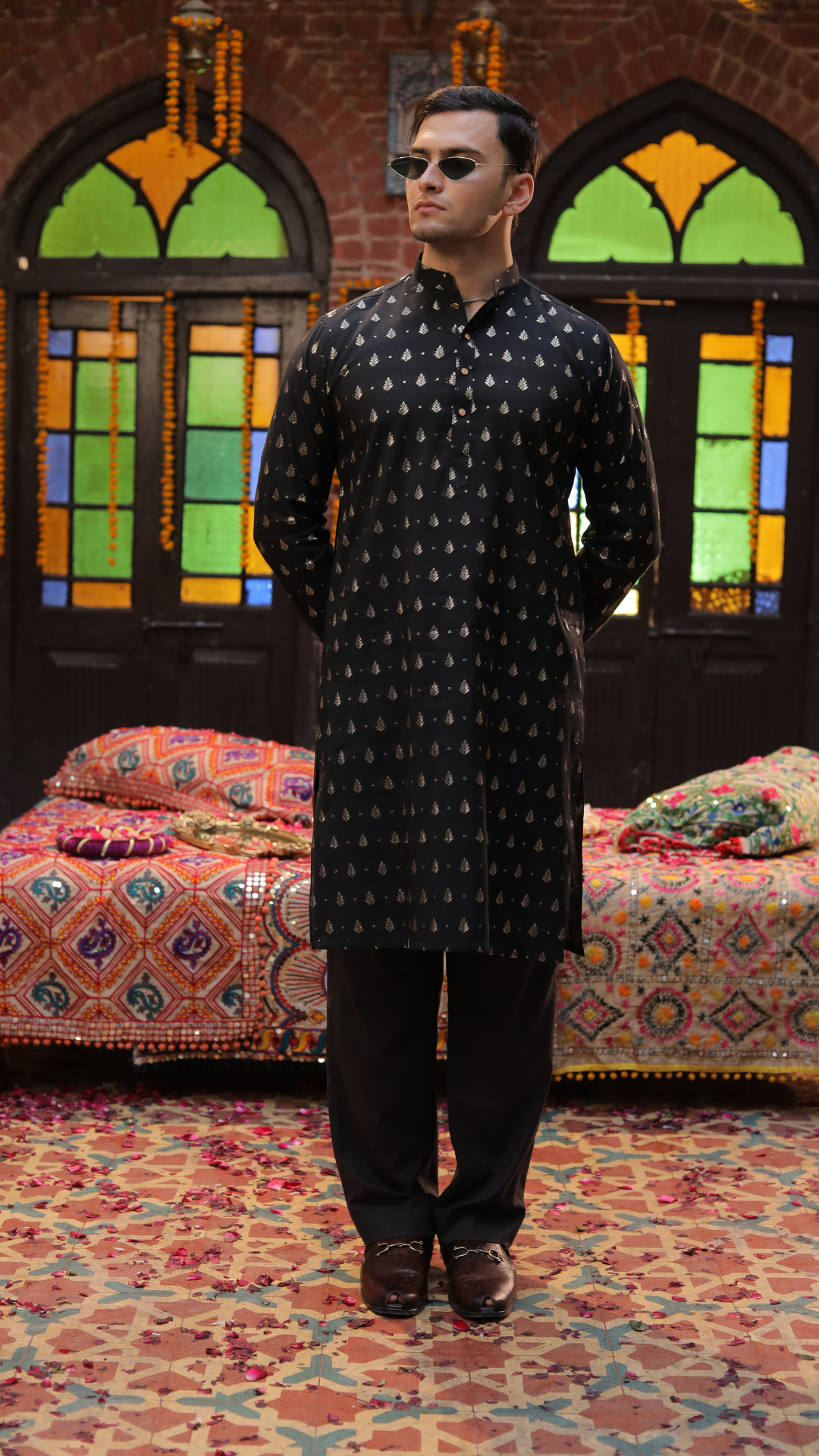 MR 71 Black Mirror Work Kurta