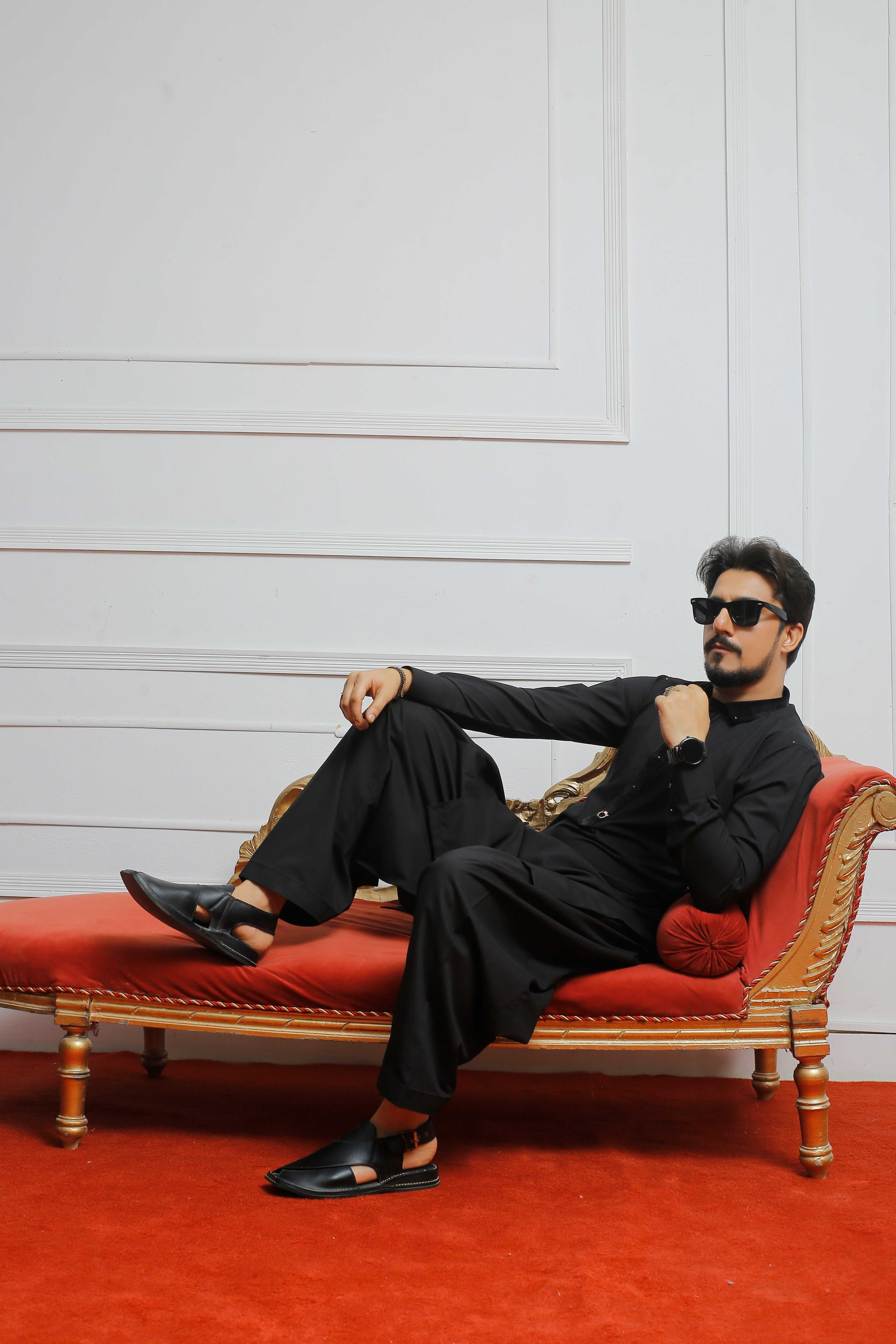 ER 808 Shining Black Executive Shalwar Kameez